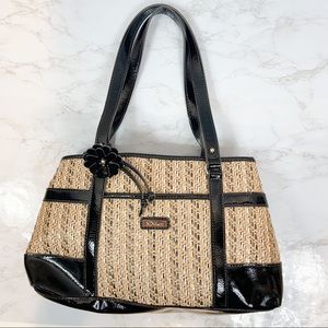 Nine & Co. Black Purse Black/Straw Shoulder Bag
